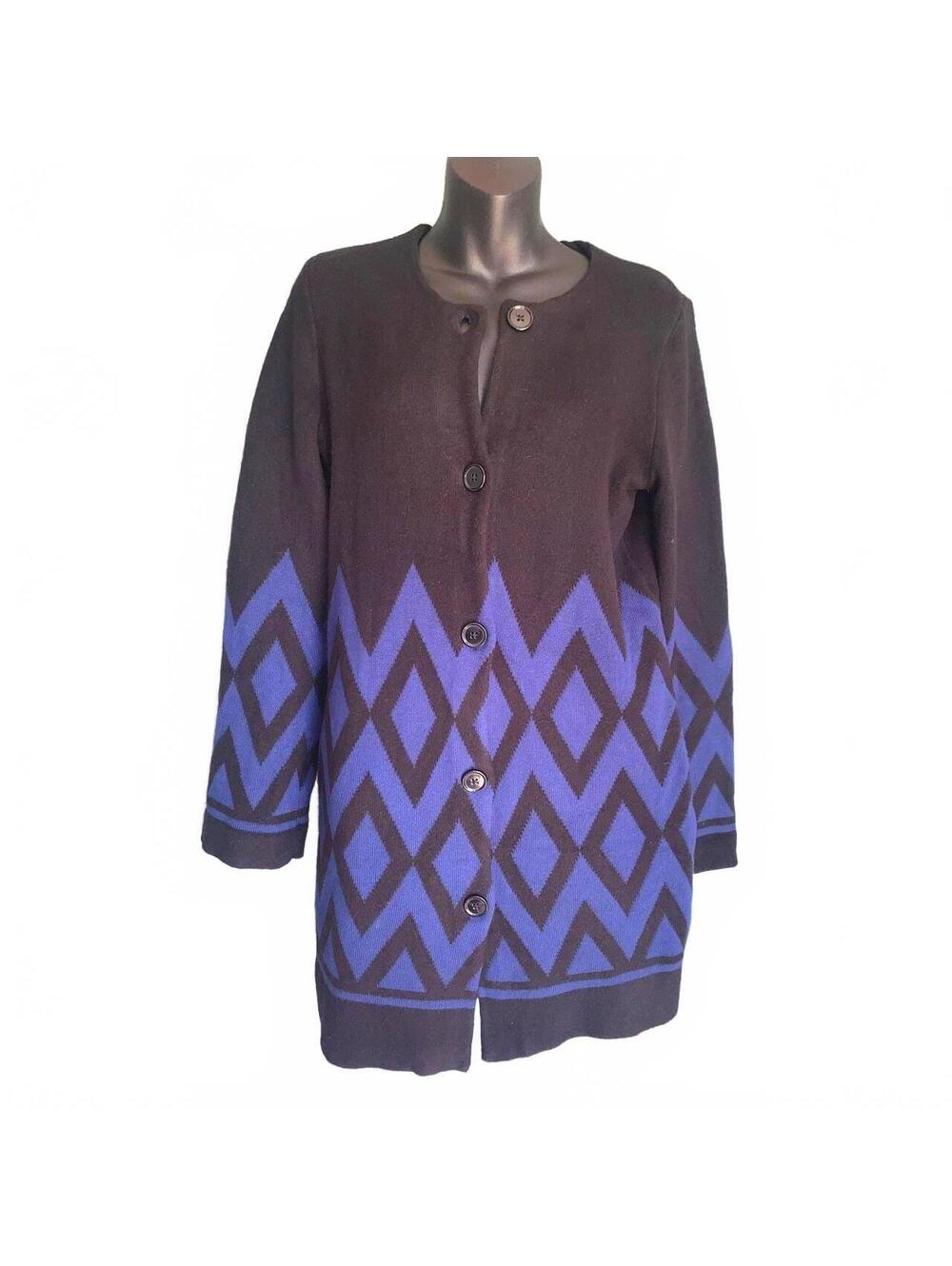 Ann Taylor Women's Geometric Pattern Button-Up Cardigan Sweater Size S